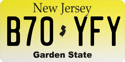 NJ license plate B70YFY