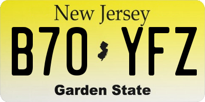 NJ license plate B70YFZ