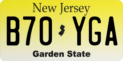 NJ license plate B70YGA