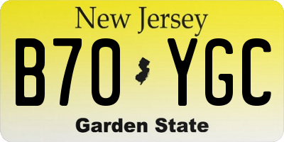 NJ license plate B70YGC