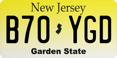 NJ license plate B70YGD