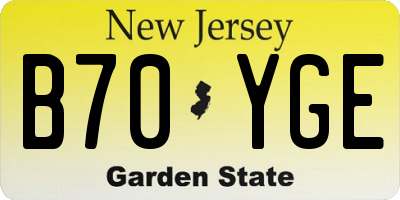 NJ license plate B70YGE