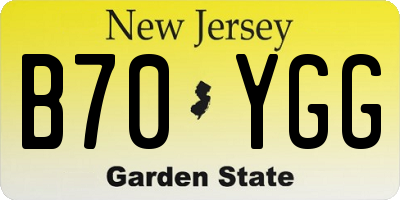 NJ license plate B70YGG