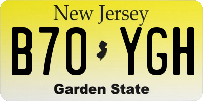 NJ license plate B70YGH