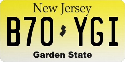 NJ license plate B70YGI