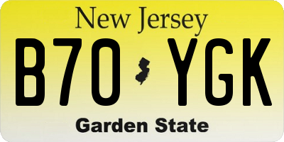 NJ license plate B70YGK