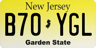 NJ license plate B70YGL
