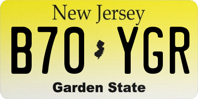 NJ license plate B70YGR