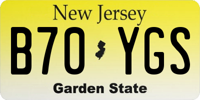 NJ license plate B70YGS