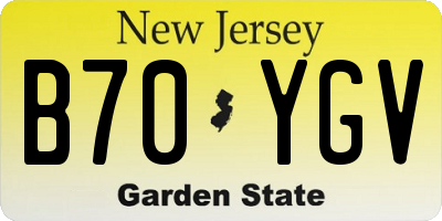 NJ license plate B70YGV