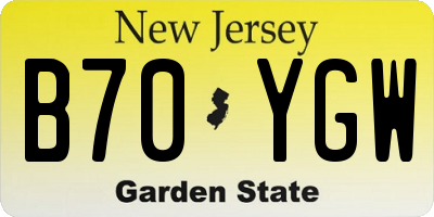 NJ license plate B70YGW