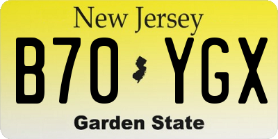 NJ license plate B70YGX
