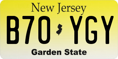 NJ license plate B70YGY