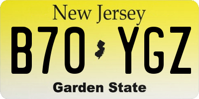 NJ license plate B70YGZ