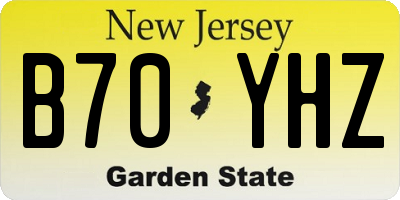 NJ license plate B70YHZ