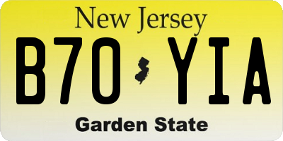 NJ license plate B70YIA