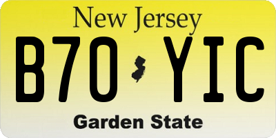 NJ license plate B70YIC