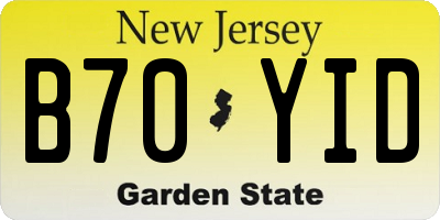 NJ license plate B70YID