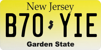 NJ license plate B70YIE