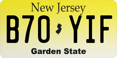 NJ license plate B70YIF