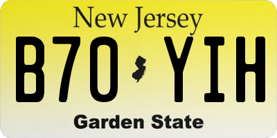 NJ license plate B70YIH