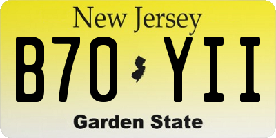NJ license plate B70YII