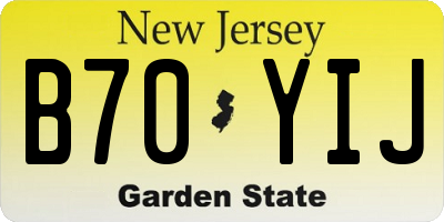 NJ license plate B70YIJ