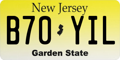NJ license plate B70YIL