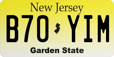 NJ license plate B70YIM