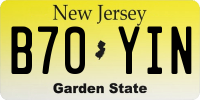 NJ license plate B70YIN