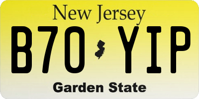 NJ license plate B70YIP