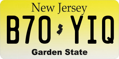 NJ license plate B70YIQ