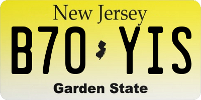 NJ license plate B70YIS