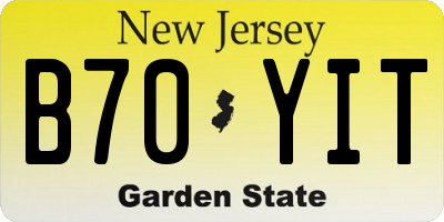 NJ license plate B70YIT