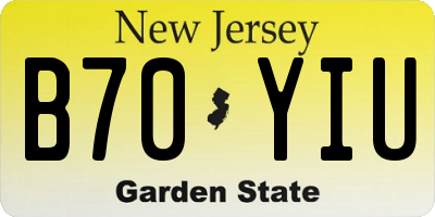 NJ license plate B70YIU