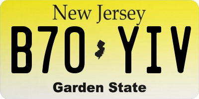 NJ license plate B70YIV