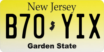 NJ license plate B70YIX