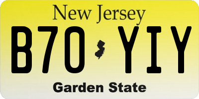 NJ license plate B70YIY