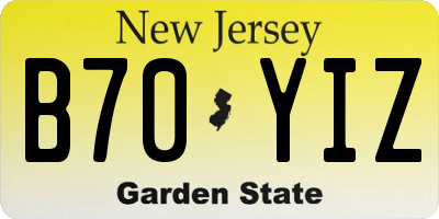 NJ license plate B70YIZ
