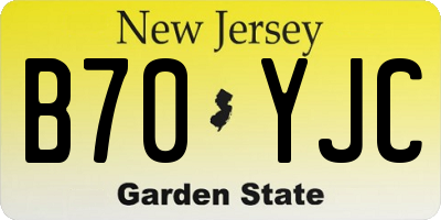 NJ license plate B70YJC