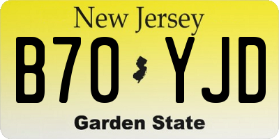 NJ license plate B70YJD