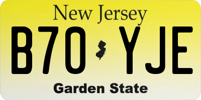 NJ license plate B70YJE