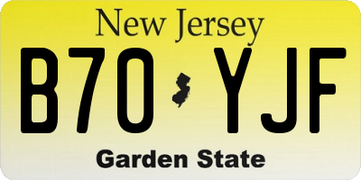 NJ license plate B70YJF