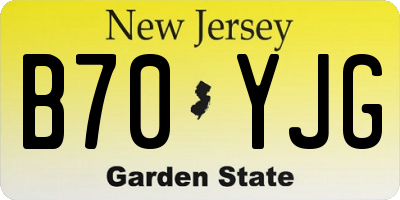 NJ license plate B70YJG