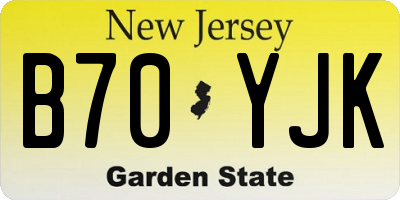 NJ license plate B70YJK
