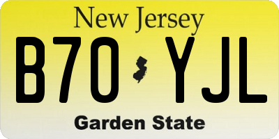NJ license plate B70YJL