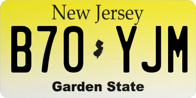 NJ license plate B70YJM