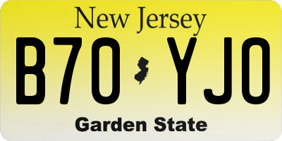 NJ license plate B70YJO