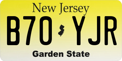 NJ license plate B70YJR