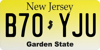 NJ license plate B70YJU